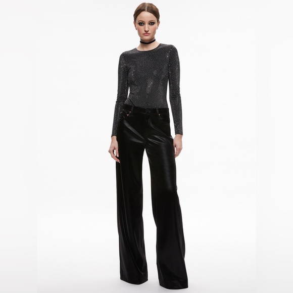 NWOT Alice+Olivia TAEYN EMBELLISHED CREW NECK BODYSUIT SizeXS $495 - Picture 7 of 10